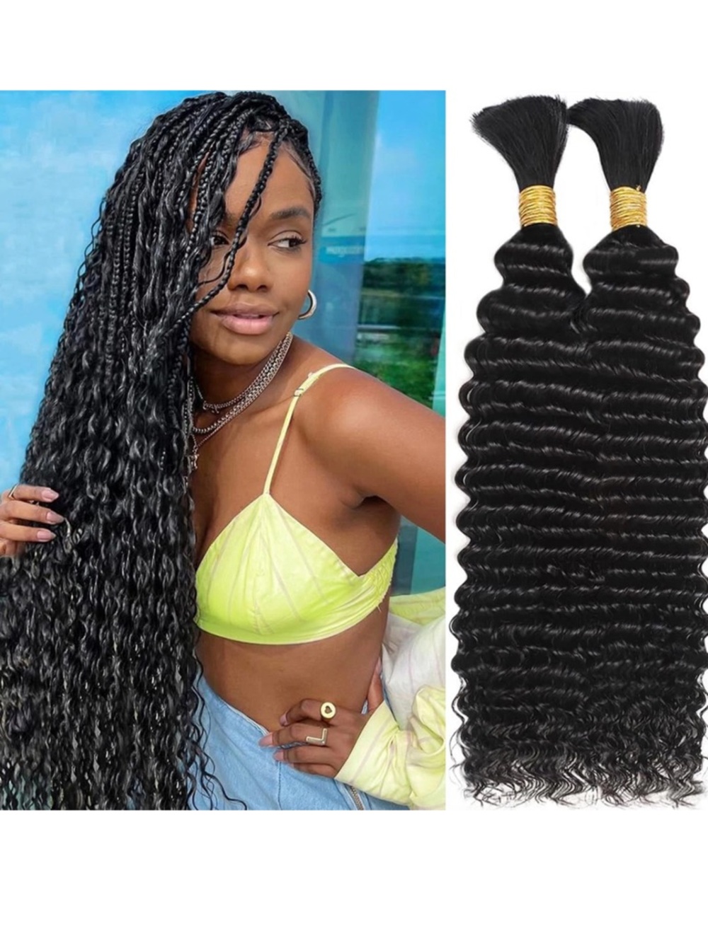 Natural Deep Wave Women’s Hair Extensions 2 pack -20”